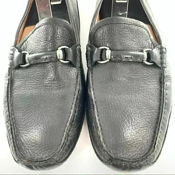 J&M flex Johnston & Murphy loafers size 10 black leather horsebit driving - Picture 2 of 13